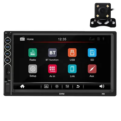 $73.70 • Buy Car Stereo FM Radio Bluetooth MP5 Player Head Unit 7in 2 DIN Touch Screen Camera