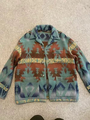 Ralph Lauren Vintage Wool Blue Aztec Navajo Western Jacket Men’s Size L RARE • £300