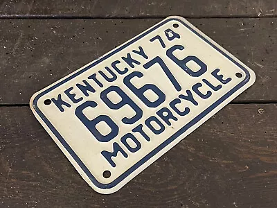 NOS 1974 Kentucky White Face Blue Letter Motorcycle License Plate  • $7.95