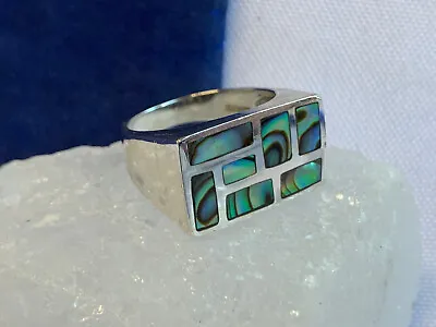 Sterling Silver Abalone Shell Ring 5.64g Fine Jewelry Size 8 Band • $29.95