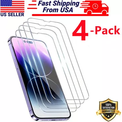 4 PACK For IPhone 15 14 13 12 11 Pro Max XR 8 7 Tempered Glass Screen Protector • $3.99