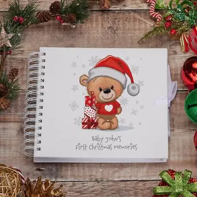 Personalised Baby's First Christmas Scrapbook Photo Album With Teddy UV-1125 • £15.99