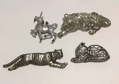 Vintage Brooch Lot Of 4. Animal Silver Tone Some Signed. • $9.90