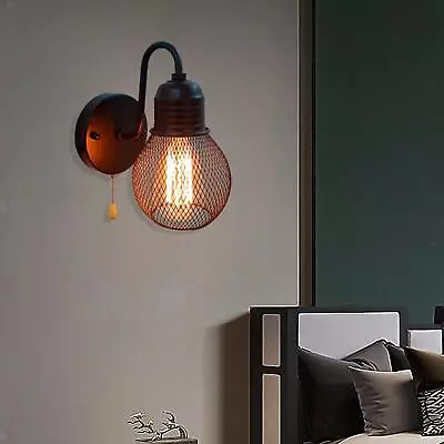 Industrial Metal Wall Sconce Wall Lighting With Pull Chain Switch Farmhouse Wall • £17.84