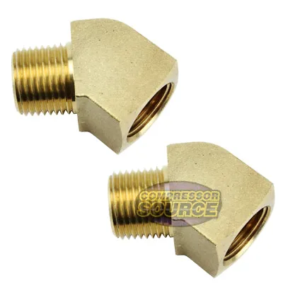 Rapid Air 45 Degree 1/4  NPT Pipe Thread Brass Elbow Fitting USA 50130 2-Pack • $10.95