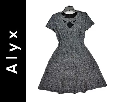 Alyx Dress Size 8 Women Black Short Sleeves Fit & Flare Cut Out Front • $27.75