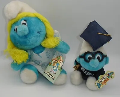 Smurfette 8” Plush Vintage 1981 Peyo  Dress Wallace Berry & Brainy Graduation • $24.99