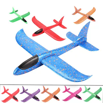 2x Large Strong Foam Glider Stunt Plane Kids 48cm Hand Thrown Outdoor Garden Toy • £5.79