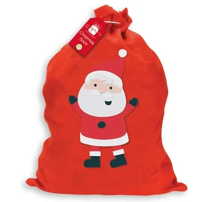 Large Christmas Santa Sack Stocking Red Felt Bag 60 X 50cm • £3.55