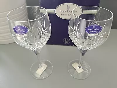 £25 • Buy Royal Doulton Ascot Vintage Fine Crystal Wine Glasses Boxed Pair Collector Item