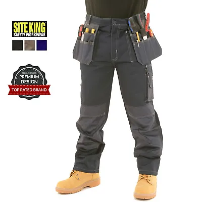 £27.95 • Buy Mens SITE KING Holster Pocket Cargo Work Trousers Size 30 To 42 In Black Or Navy