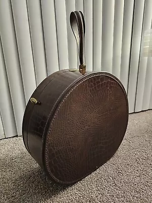 Vintage Samsonite Train Case Hat Box Style 4120 - Brown Faux Alligator Skin • $285