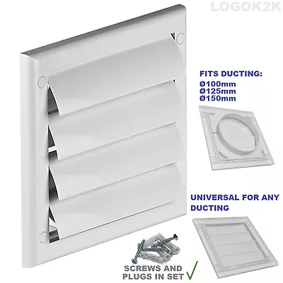 £6.99 • Buy Gravity Flaps Louvre Cover Air Vent Grill White Ventilation Duct Fan Wall Grille