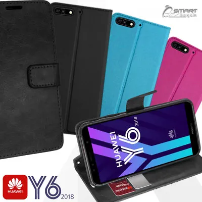 Wallet Flip Card Slot Stand Case Cover For Huawei Y6 2018 / Y6 2017 • $7.99