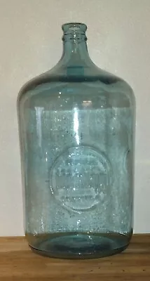 Vintage Blue Glass 5 Gallon Water Jug Bottle Glenwood Famous Water Since 1884 • $100