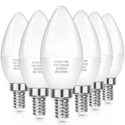 MAXvolador E12 LED Candelabra Light Bulbs 60W Equivalent Daylight White 5000K 6 • $14.16