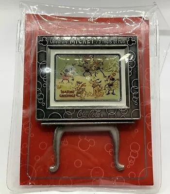 Disney Coca-Cola Christmas Card Picture Easel Like A Pin 75 Years Of Mickey • $19.95