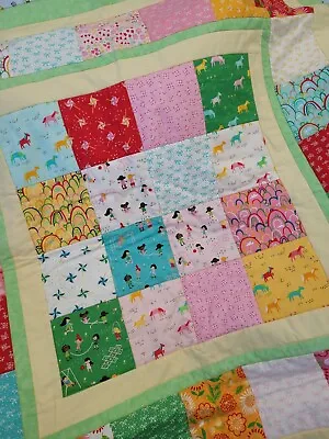 Lightly Quilted Patchwork Bedspread For A Cot Approx 113cm X 113cm • £21.99