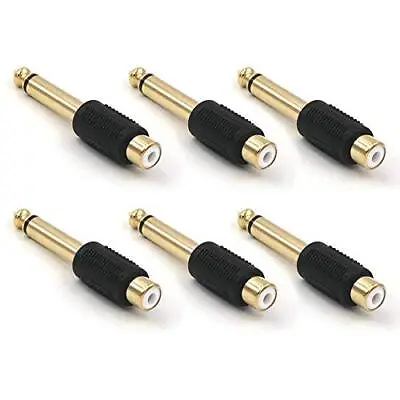 6 Pack RCA Female To 6.35mm 1/4 Inch Male TRS Stereo Plug Adapter Connector • $11.99