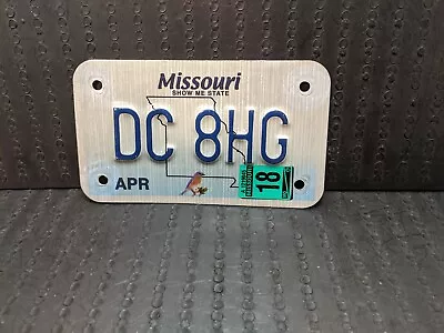 EXPIRED MISSOURI MOTORCYCLE LICENSE PLATE With 2018 STICKER ........ (DC 8HG) • $7.49