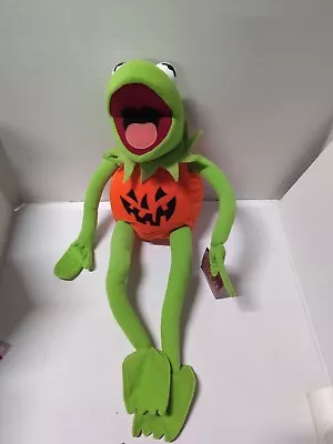 Nanco Muppet Kermit Frog Pumpkin Halloween Posable Plush Jack O Lantern  Green • $35