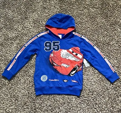 £16.46 • Buy Disney Cars Lightning McQueen Boys Blue Pullover Hoodie Size 9/10 New With Tags