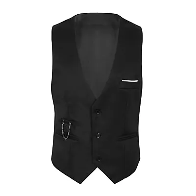 US Mens Formal Suit Vest Single Breasted Business Dress Vest For Suit Or Tuxedo • $12.29