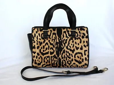 Aqua Madonna Leopard Cowhide & Leather Animal Print Purse Handbag Crossbody • $45.99