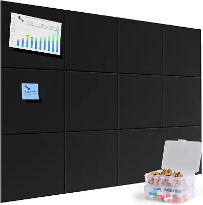 Large Cork Board 47 X35  Alternative 12 Pack Felt Wall Tiles With 80 Pushpins  • $50.88