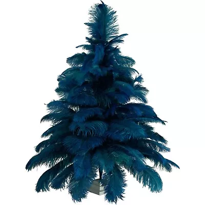 Blue Ostrich Feather Christmas Tree Real Bird Feather Branches Stand Included • $299.99