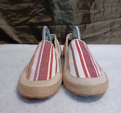 UGG Delizah Cream Stripe Slip On Flats Espadrilles Canvas Loafer Women US 6 USED • $35