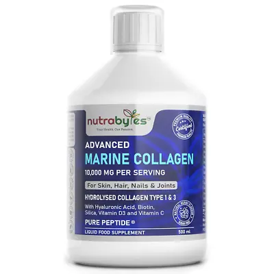 £23.99 • Buy Liquid Marine Collagen Peptides Drink 10000mg - Type 1 & 3 - 500ml (Sugar Free)