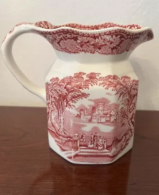 MASON'S Vintage Vista Pink Red Ironstone 5 3/4  Pitcher England 1890 • $52.46