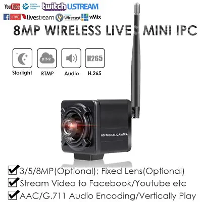 4K WiFi RTMP IP Camera Mini Cube For Live Streaming Push Video To YouTube Onvif  • $45.90