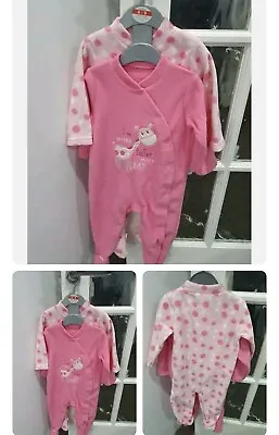 Dunnes Stores Sleepsuit X 2 Pack 6-9 Months Fleece Warm Cosy Pink Girls Quality  • £8.49