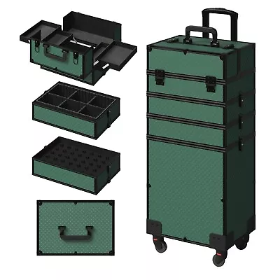 5 In 1 Rolling Makeup Train Case Professional Large Storage Cosmetic Trolley ... • $206.75