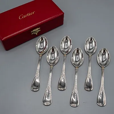 Cartier Du Prince Silverplate 5 O'Clock Teaspoons In Box Set Of 6 FREE USA SHIP • $1168.04