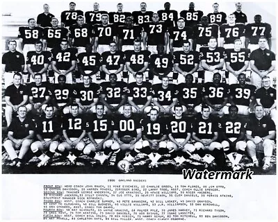 1966 AFL NFL Oakland Raiders Black & White Team Picture With Names 8 X 10 Photo  • $5.99