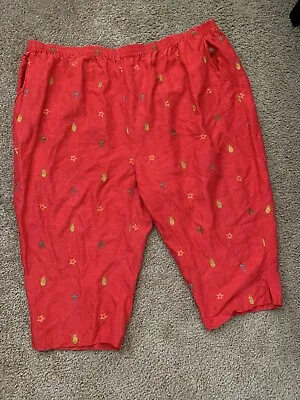 Erin London Womens Red Front Elastic Waist Pull  Pants Size 3XW Petite Tropical • $12.59