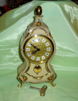 $125 • Buy Vintage  SCHMID  PENDULUM FLOWER CLOCK W/ Key WORKS Germany, 8 Day