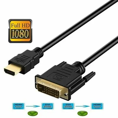 $5.79 • Buy New HDMI To DVI-D 24+1 Pin Monitor Display Adapter Cable Male/Male HD HDTV 6 FT
