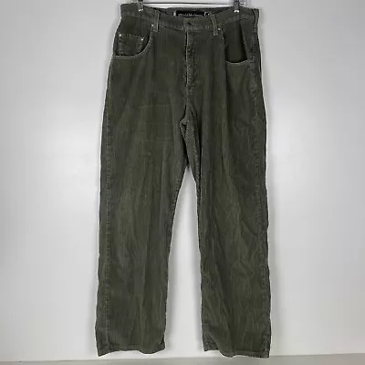 VTG Levis SilverTab Men 34 X32 Loose Wide Leg Corduroy Pants Green Baggy Y2K • $56.77