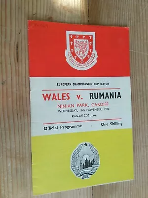 £3.99 • Buy Wales V Rumania.  European Championship Match.  11/11/1970.