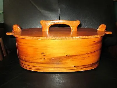 Antique Vintage Rare Wood Swedish Tina Box Felt Lined Oval Snap Lid Scandinavian • $149.99