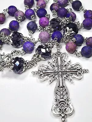 Anglican Prayer Beads Episcopal Protestant Purple Crystal Rosary Christian Gift • $43