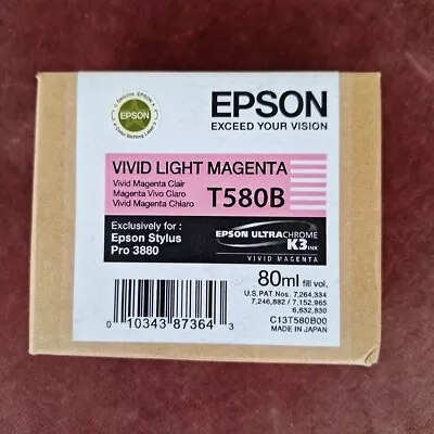  Genuine Epson 3880 Printer Ink Vivid Light Magenta T580B T580B00 *EXPIRED 02.12 • $48.95