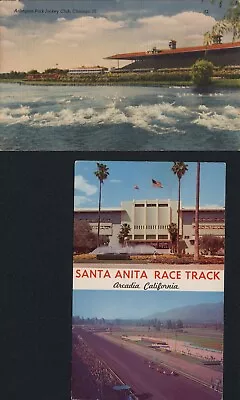 $3.50 • Buy Lot Of 2 Horse Racing Track Postcard Santa Anita & Old Grandstand Arlington Park