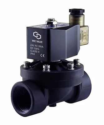 $49.99 • Buy 1 Inch PA66 Plastic Electric Solenoid Zero Differential Process Valve 24V AC