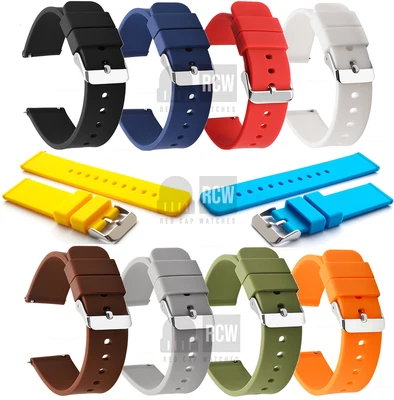 £5.99 • Buy Silicone Rubber Watch Strap Band In 16mm 18mm 20mm 22mm 24mm With Quick Release 