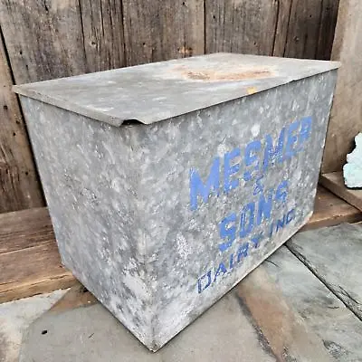 Vintage Mesmer & Sons Dairy Galvanized Metal Porch Glass Milk Bottle Cooler Box • $172.99
